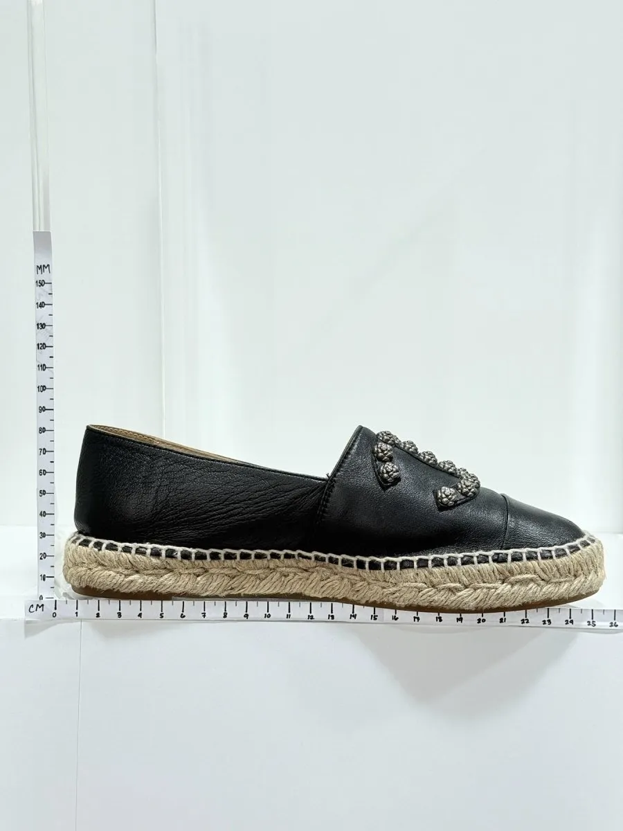 CHANEL Espadrille Black Flats 38