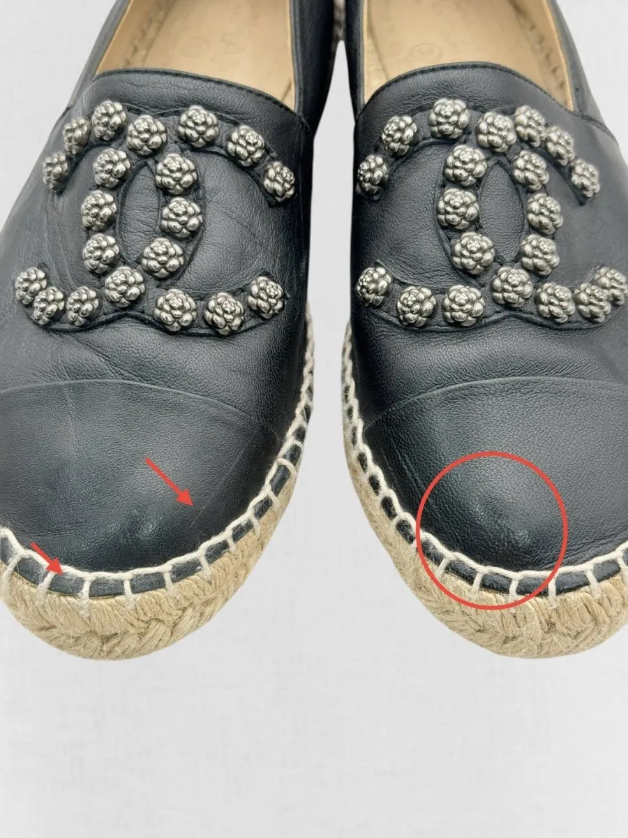 CHANEL Espadrille Black Flats 38