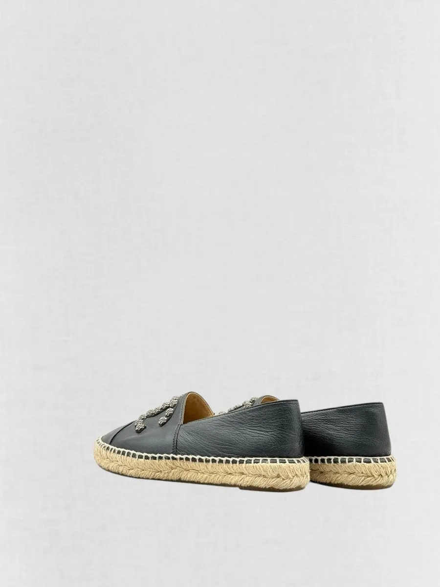 CHANEL Espadrille Black Flats 38