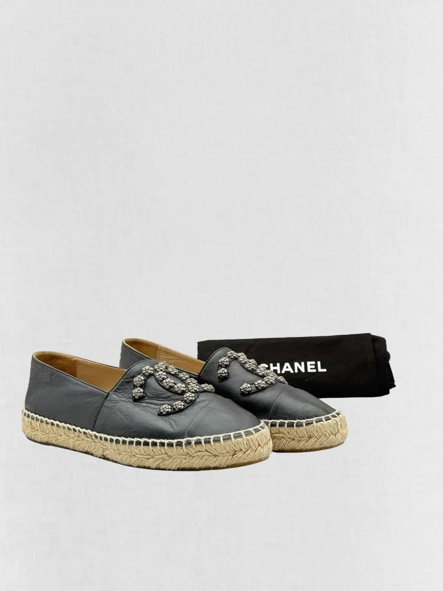 CHANEL Espadrille Black Flats 38