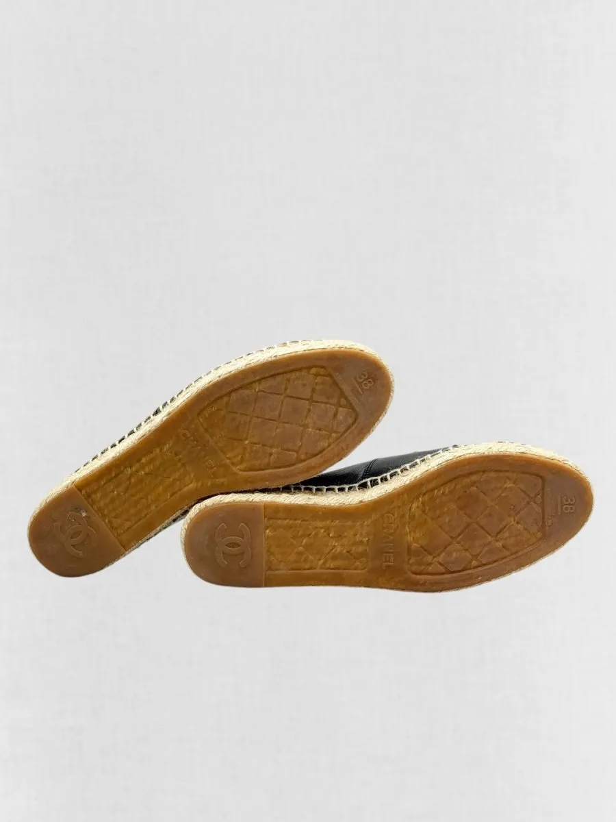 CHANEL Espadrille Black Flats 38