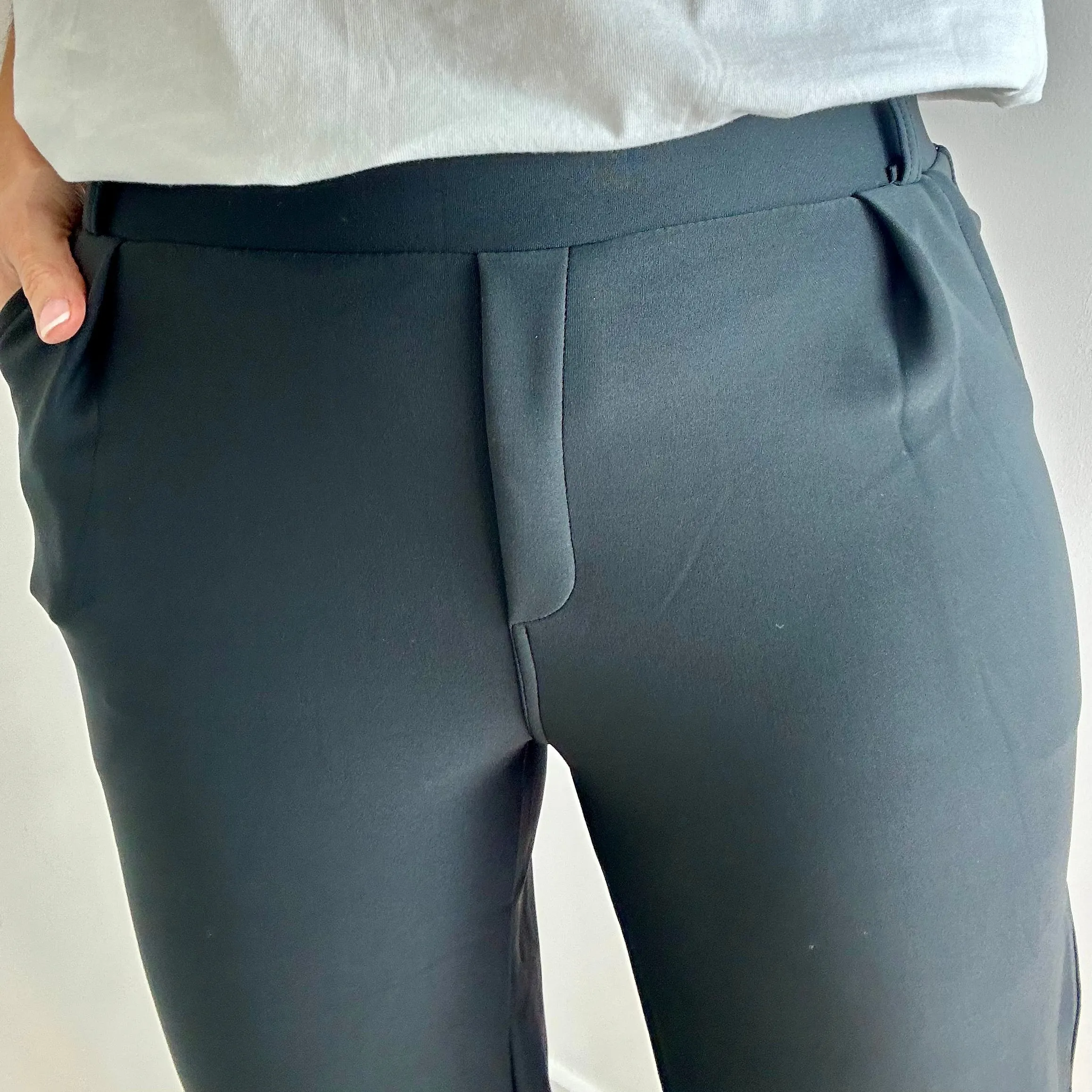 CHARCOAL GREY TAILORED STRETCHY TROUSERS