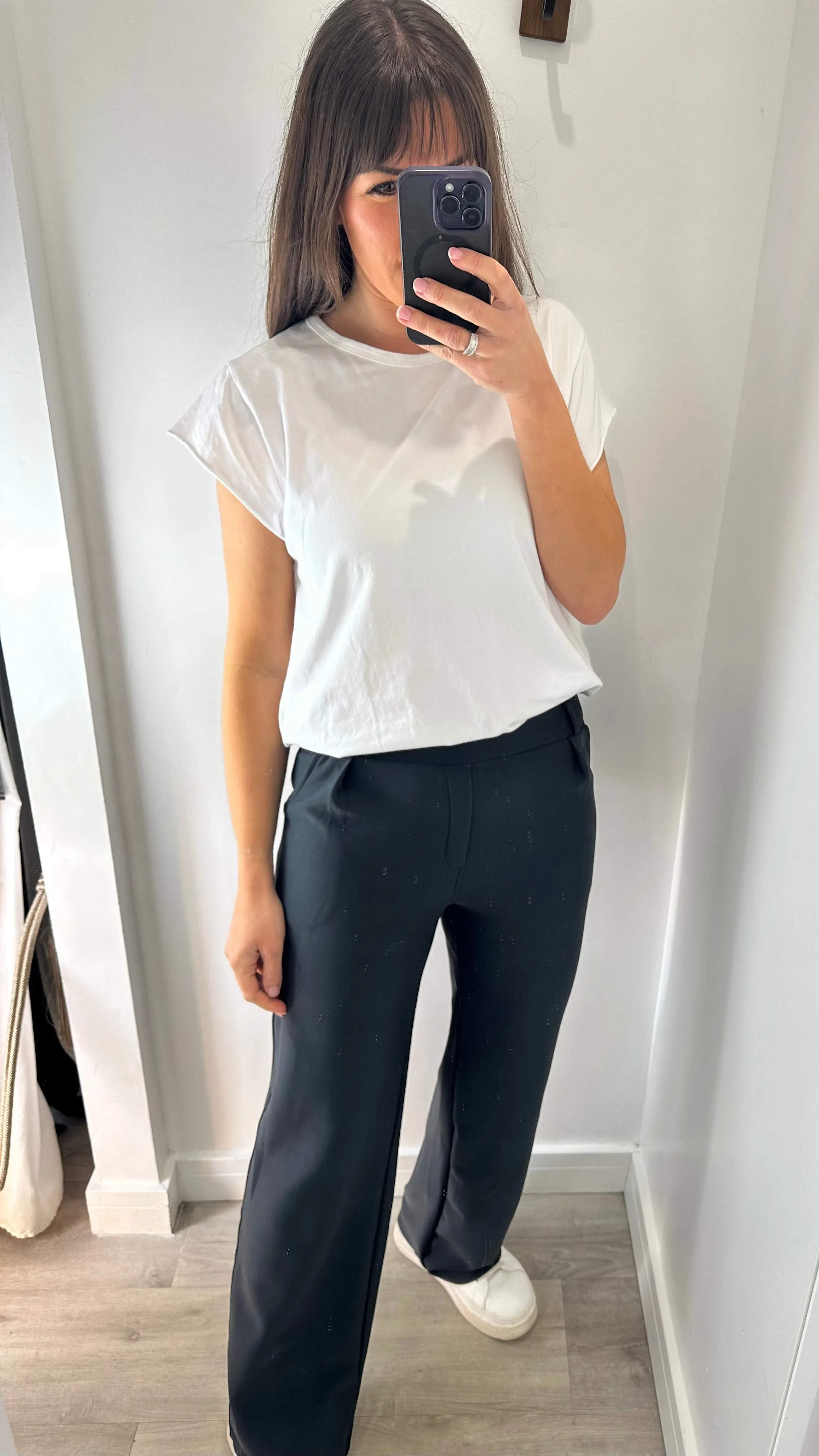 CHARCOAL GREY TAILORED STRETCHY TROUSERS