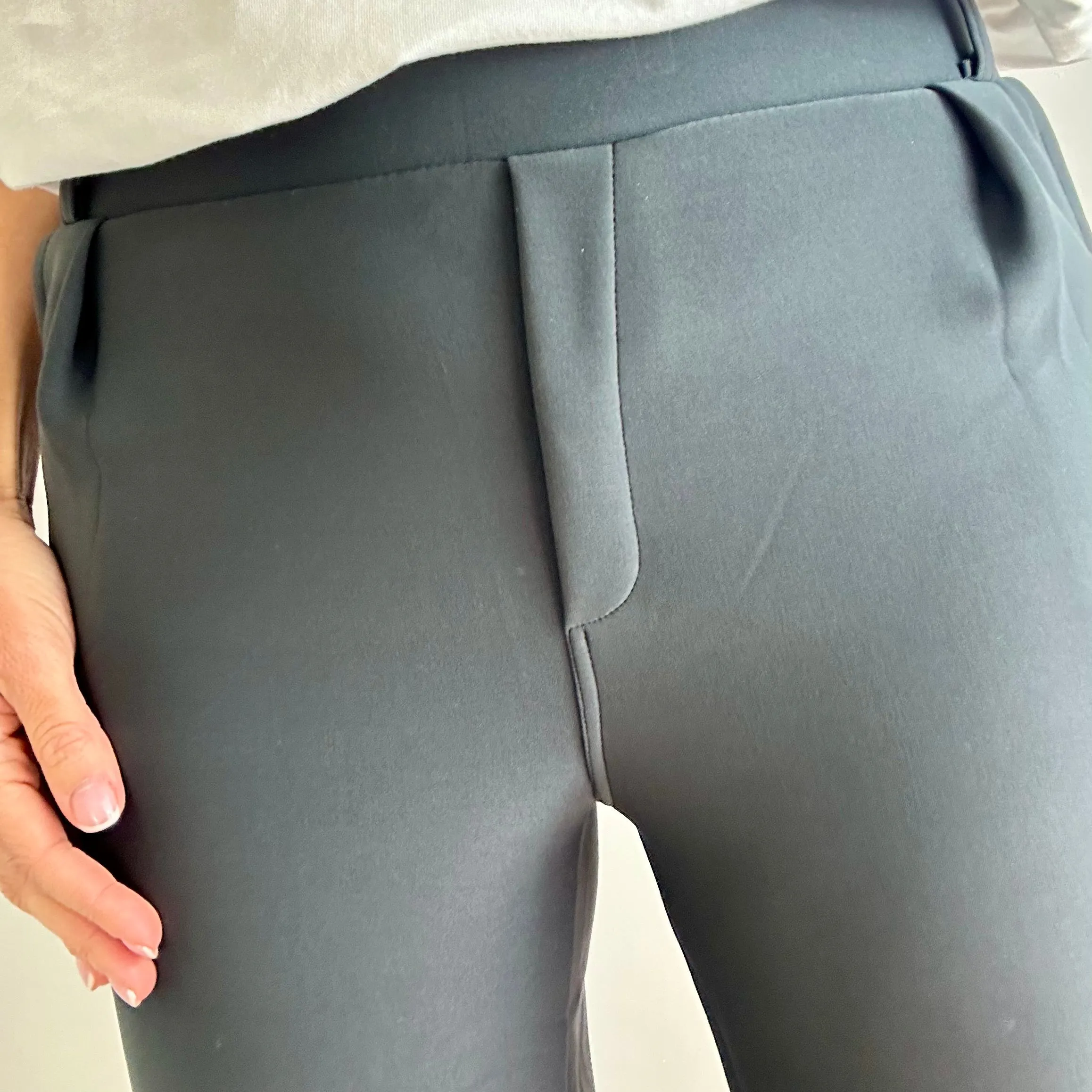 CHARCOAL GREY TAILORED STRETCHY TROUSERS