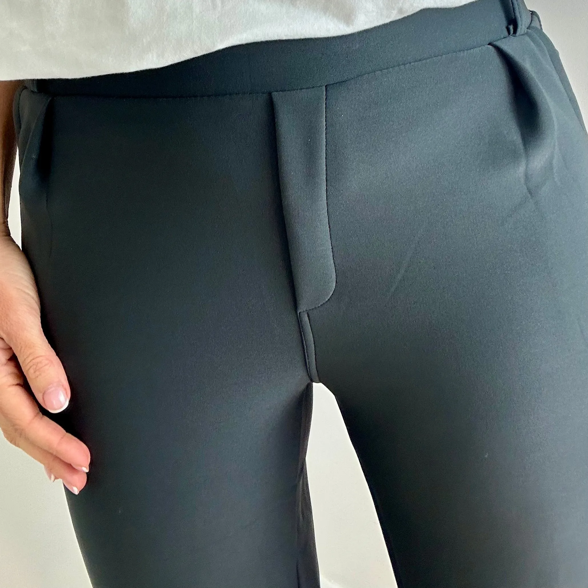 CHARCOAL GREY TAILORED STRETCHY TROUSERS