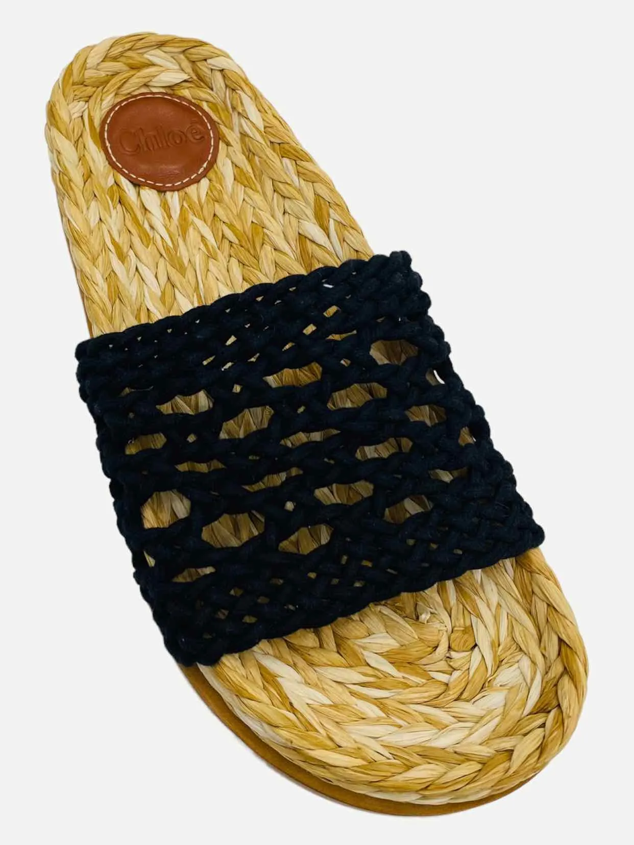 CHLOE Wavy Crochet Black Slides 37
