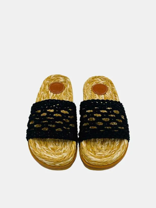 CHLOE Wavy Crochet Black Slides 37
