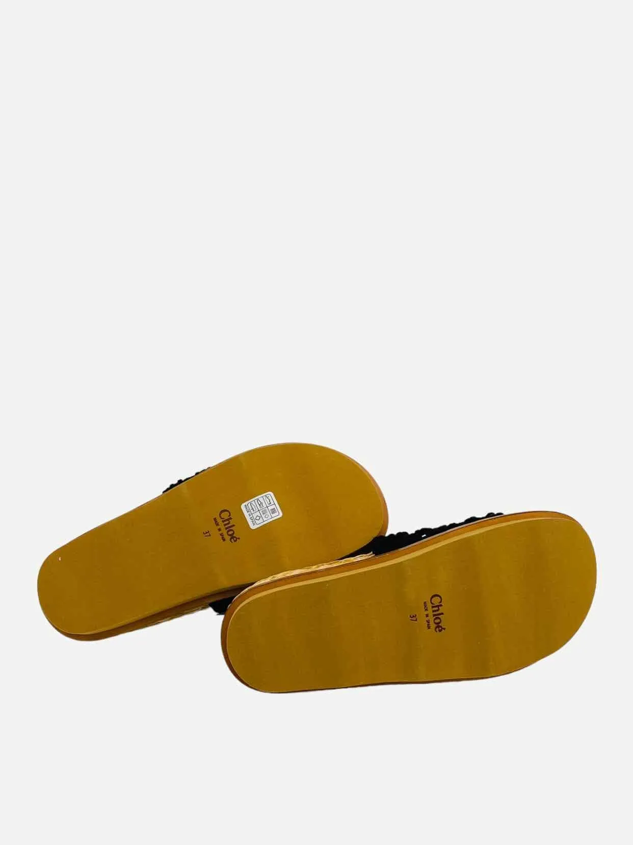 CHLOE Wavy Crochet Black Slides 37