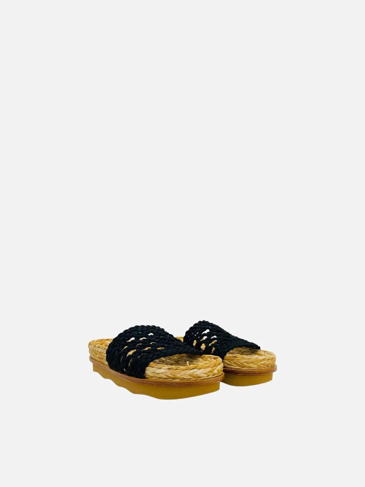 CHLOE Wavy Crochet Black Slides 37