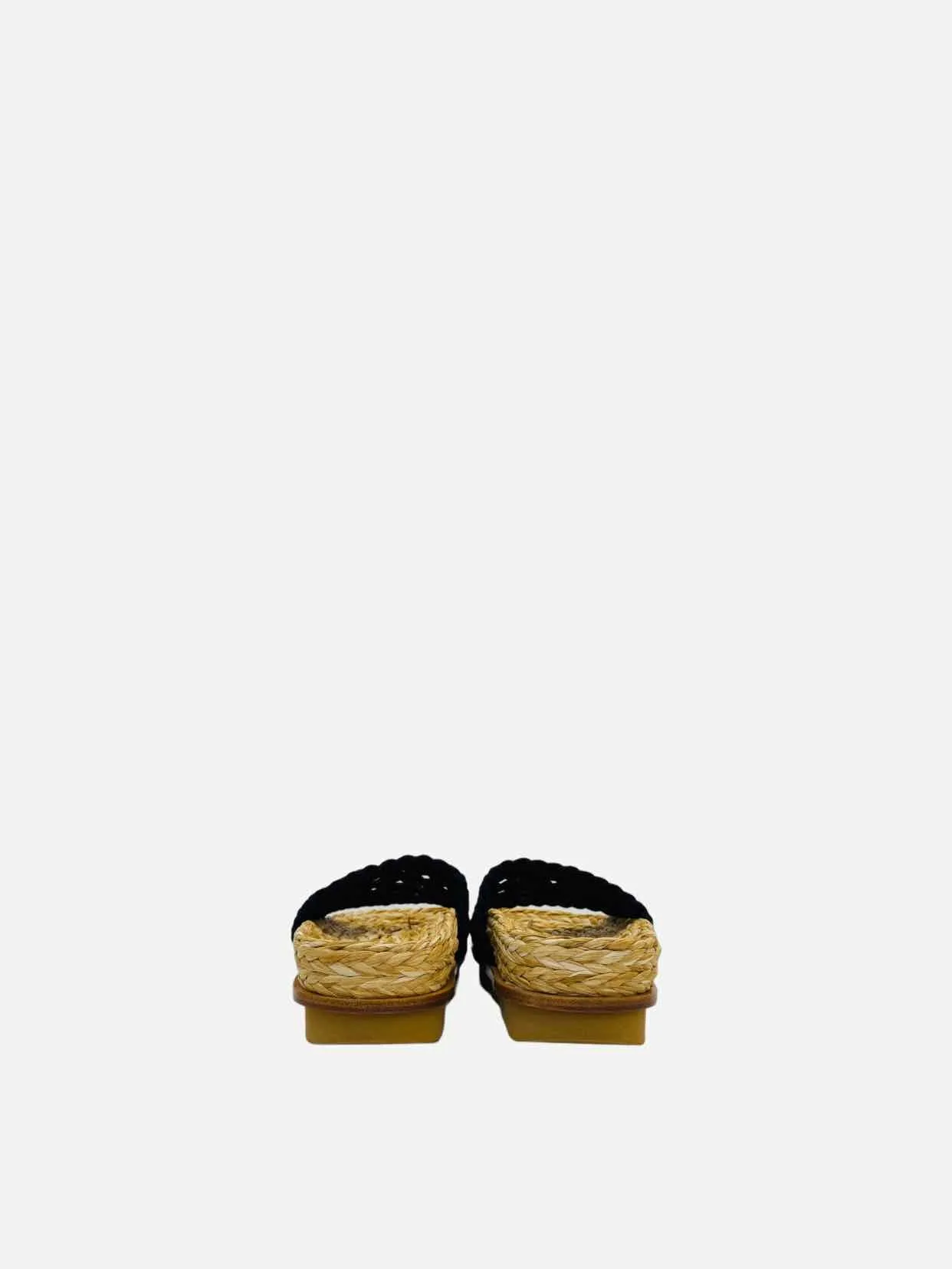 CHLOE Wavy Crochet Black Slides 37