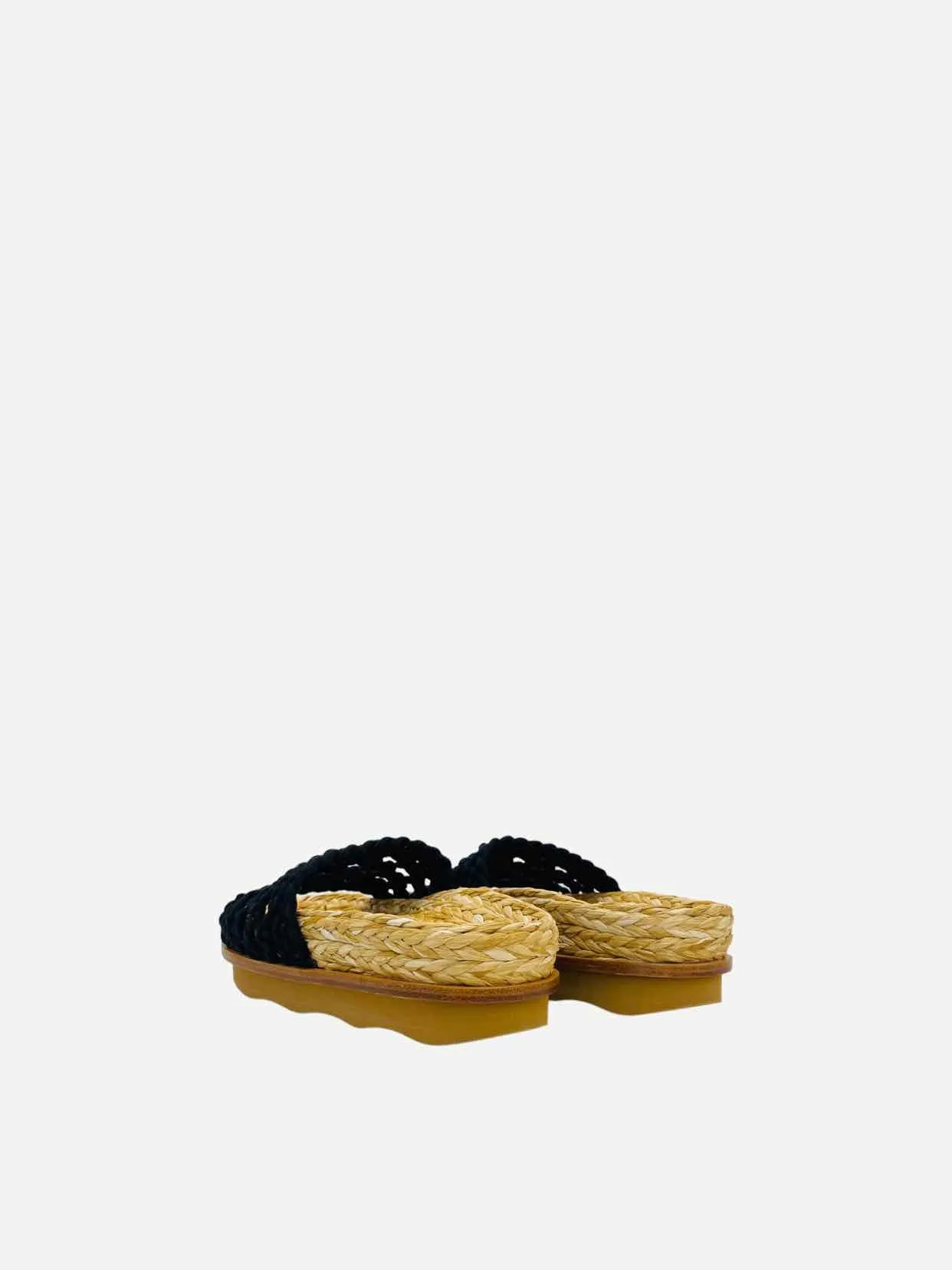 CHLOE Wavy Crochet Black Slides 37