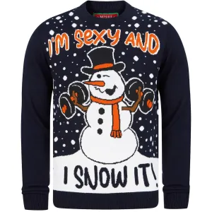 Christmas Snow It Workout Mens Christmas Jumper - Navy