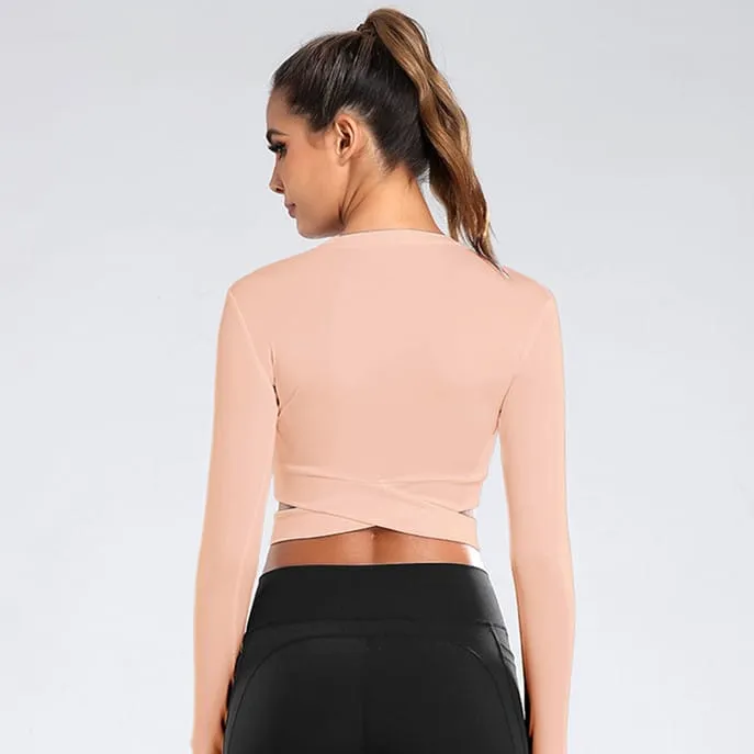 Cia Long Sleeve Seamless Crossover Crop Top