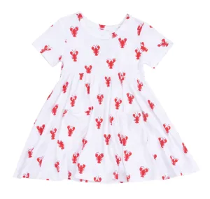 Crawfish Bamboo Short Sleeve Twirly Dress