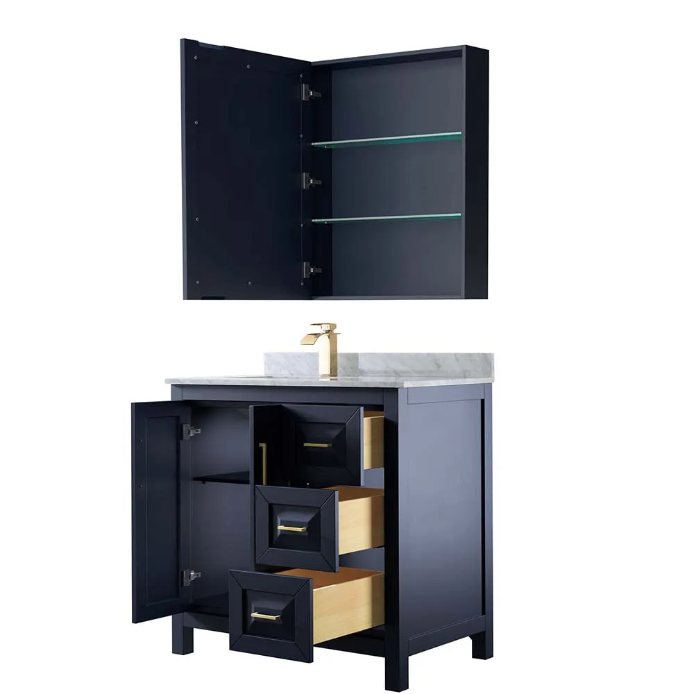 Daria 36 Inch Single Bathroom Vanity in Dark Blue