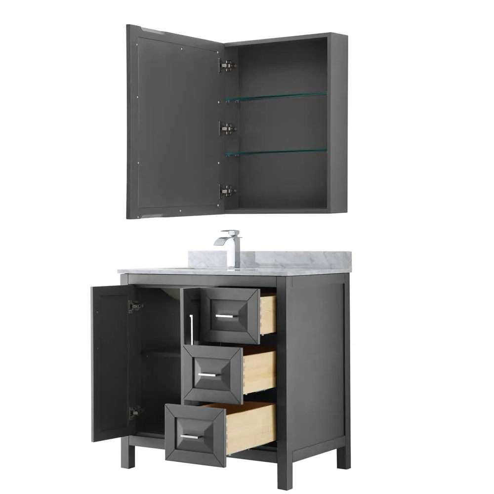 Daria 36 Inch Single Bathroom Vanity in Dark Gray