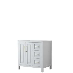 Daria 36 Inch Single Bathroom Vanity in White - Brushed Gold Trim