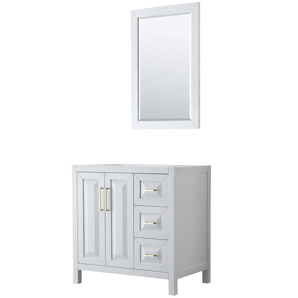 Daria 36 Inch Single Bathroom Vanity in White - Brushed Gold Trim