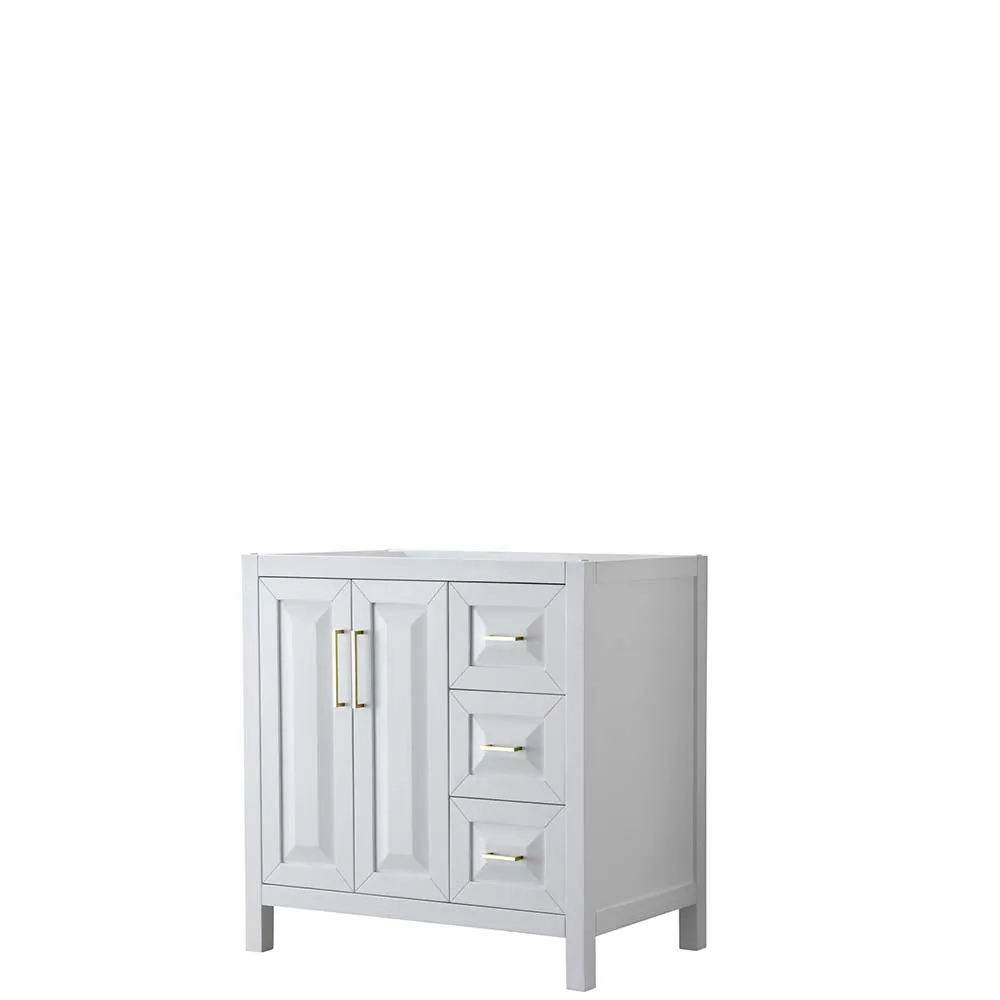 Daria 36 Inch Single Bathroom Vanity in White - Brushed Gold Trim