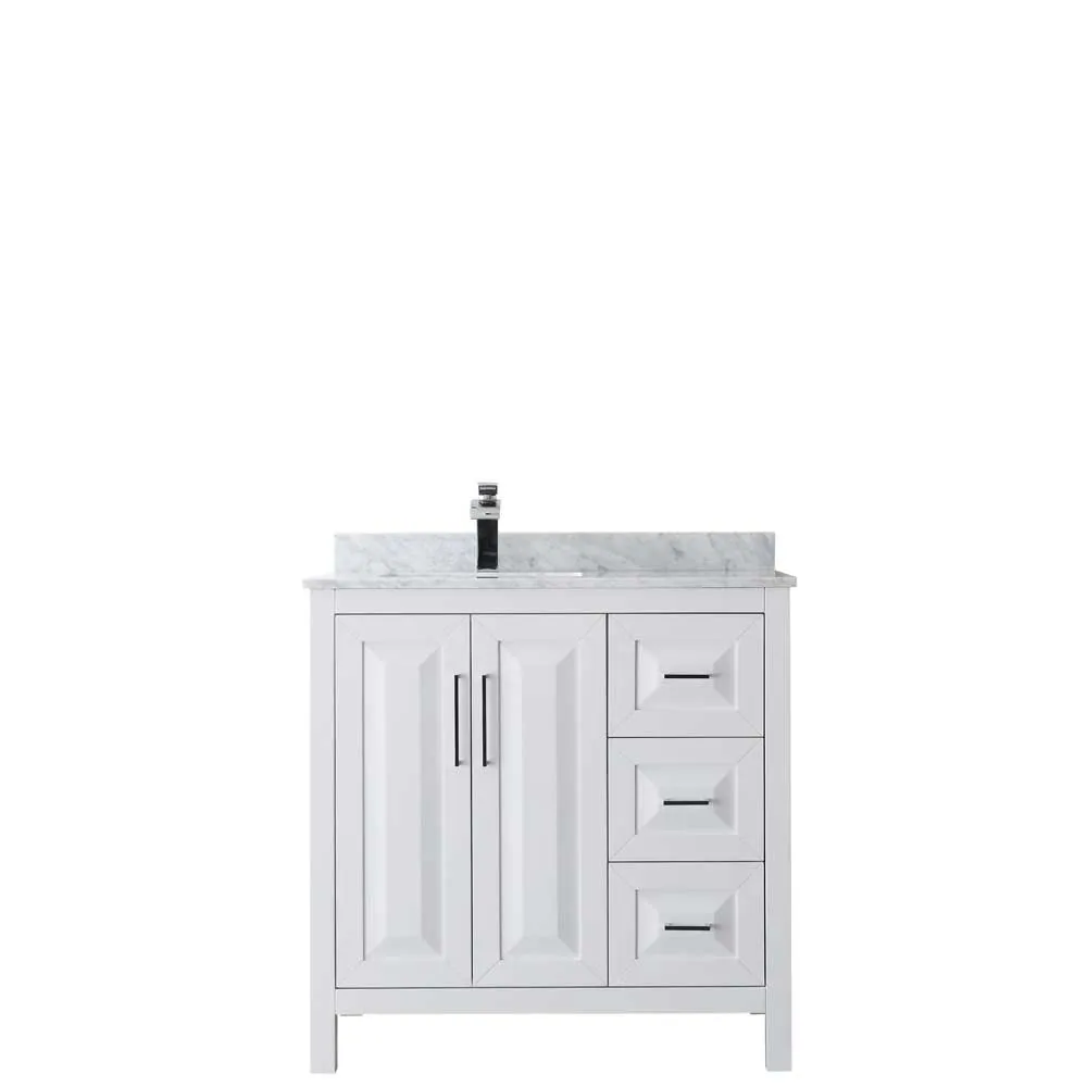 Daria 36 Inch Single Bathroom Vanity in White - Polished Chrome Trim
