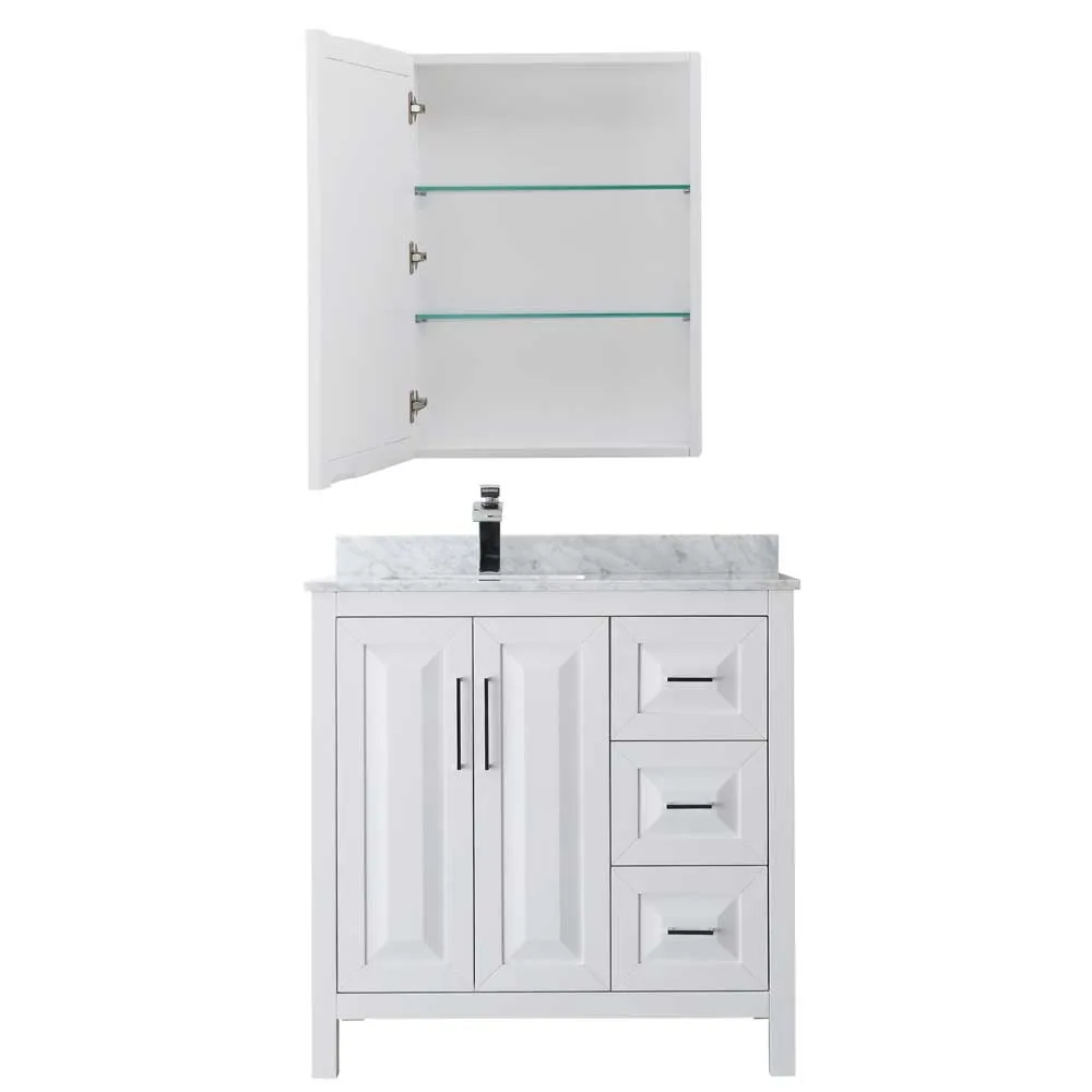 Daria 36 Inch Single Bathroom Vanity in White - Polished Chrome Trim