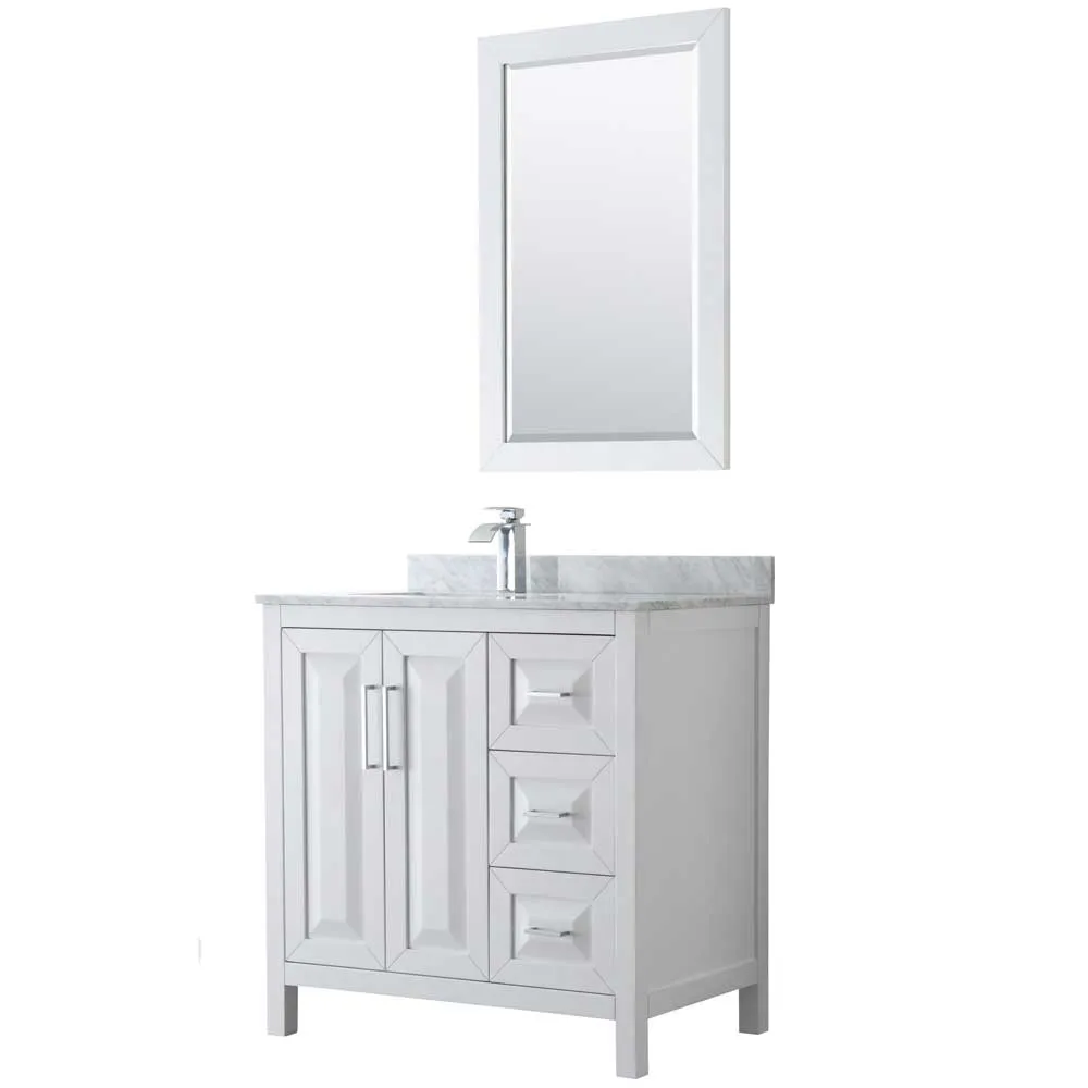 Daria 36 Inch Single Bathroom Vanity in White - Polished Chrome Trim