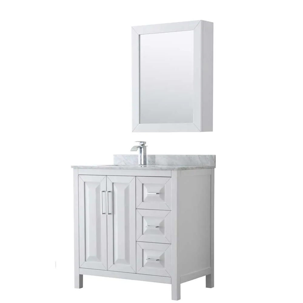 Daria 36 Inch Single Bathroom Vanity in White - Polished Chrome Trim