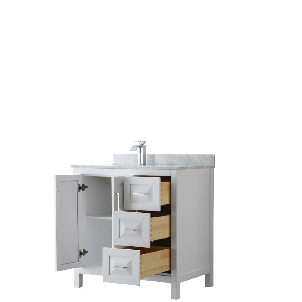 Daria 36 Inch Single Bathroom Vanity in White - Polished Chrome Trim