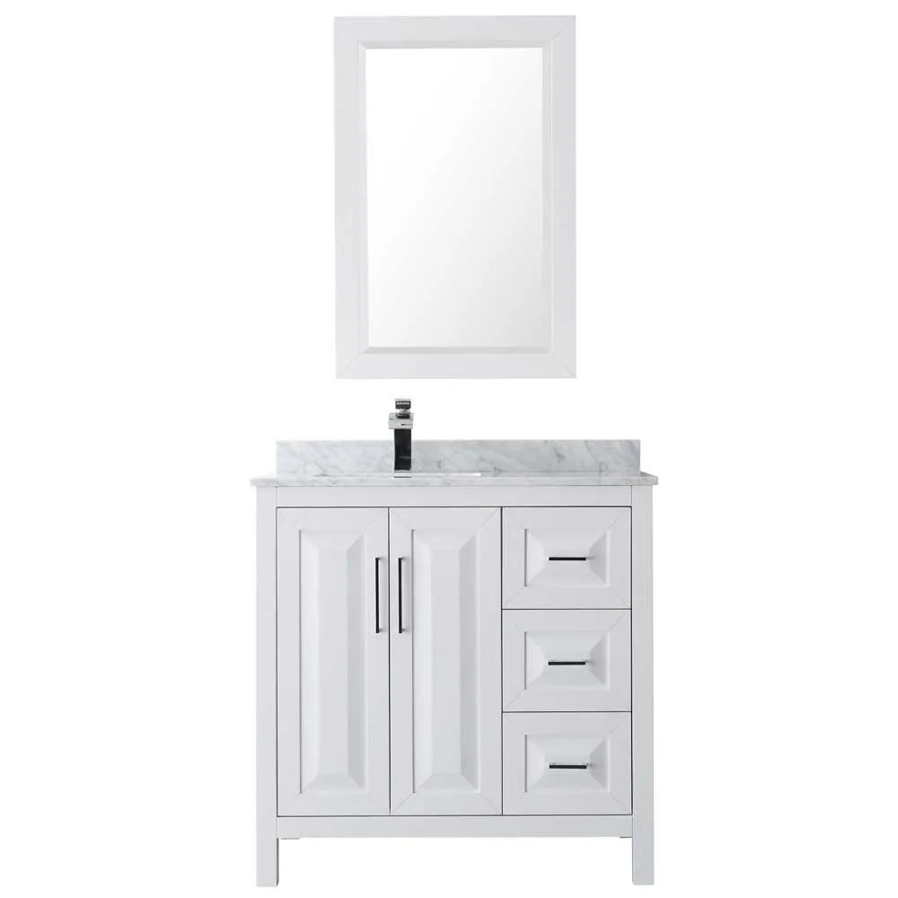 Daria 36 Inch Single Bathroom Vanity in White - Polished Chrome Trim