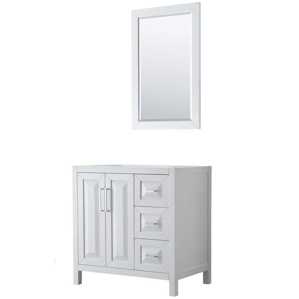 Daria 36 Inch Single Bathroom Vanity in White - Polished Chrome Trim
