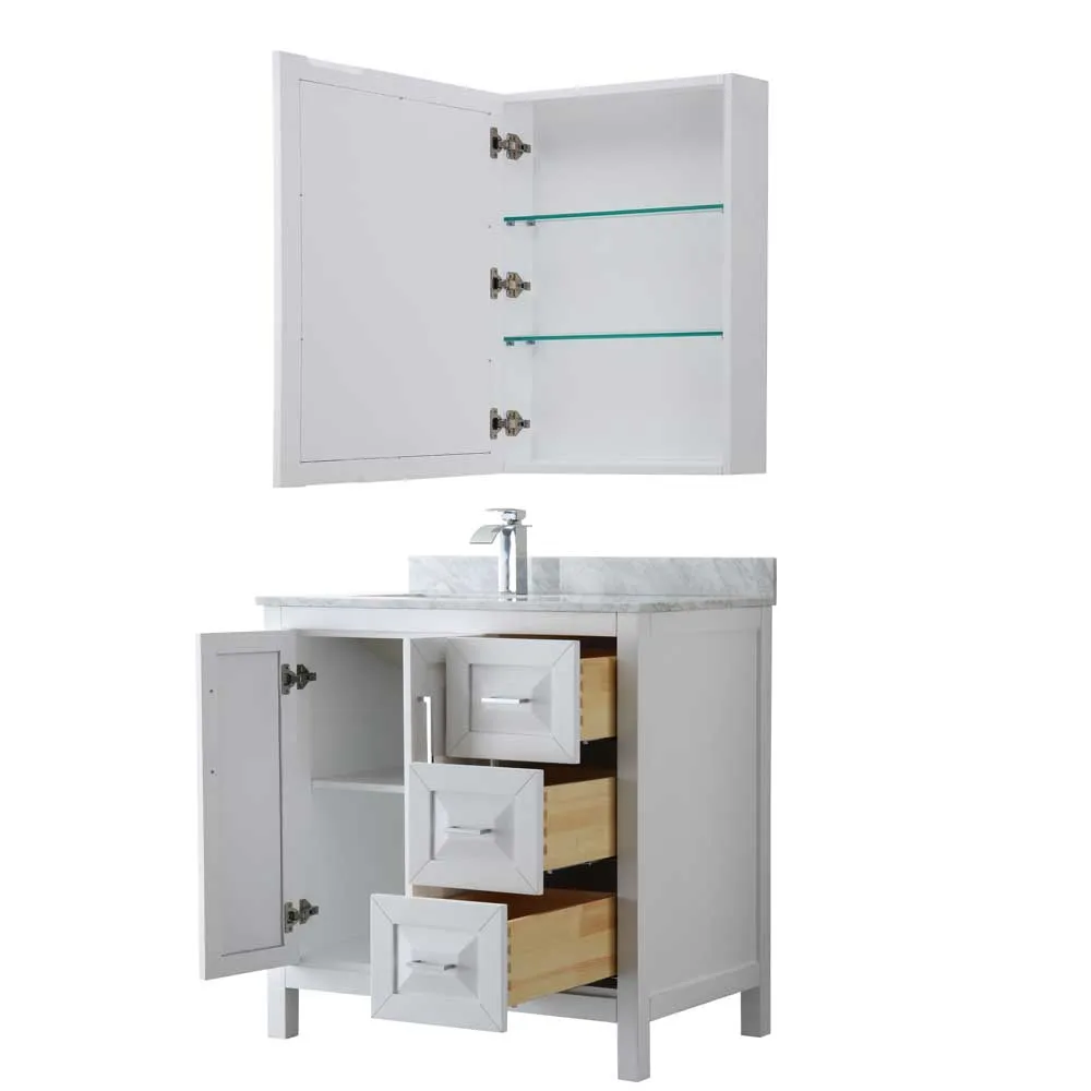 Daria 36 Inch Single Bathroom Vanity in White - Polished Chrome Trim