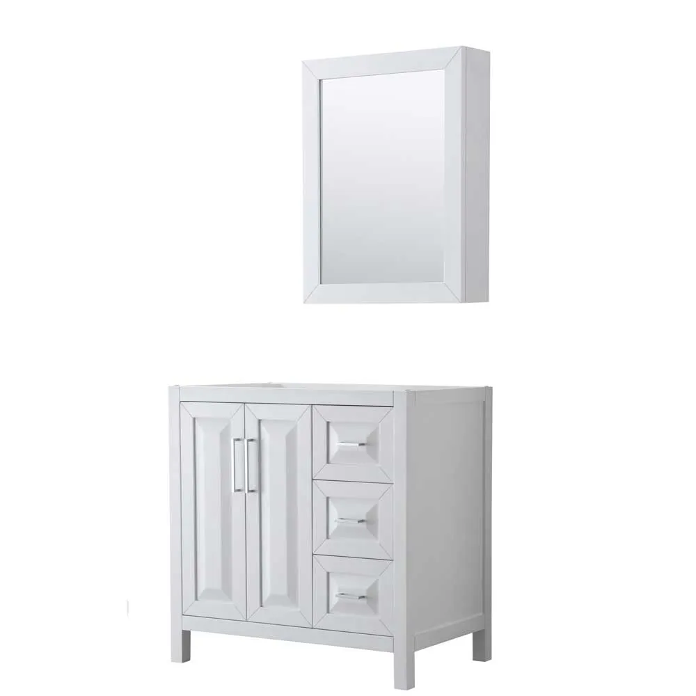 Daria 36 Inch Single Bathroom Vanity in White - Polished Chrome Trim