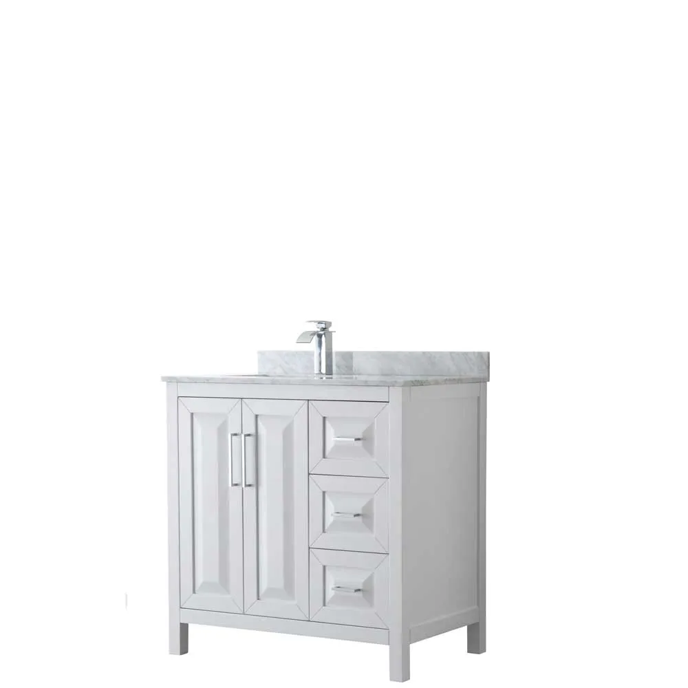 Daria 36 Inch Single Bathroom Vanity in White - Polished Chrome Trim