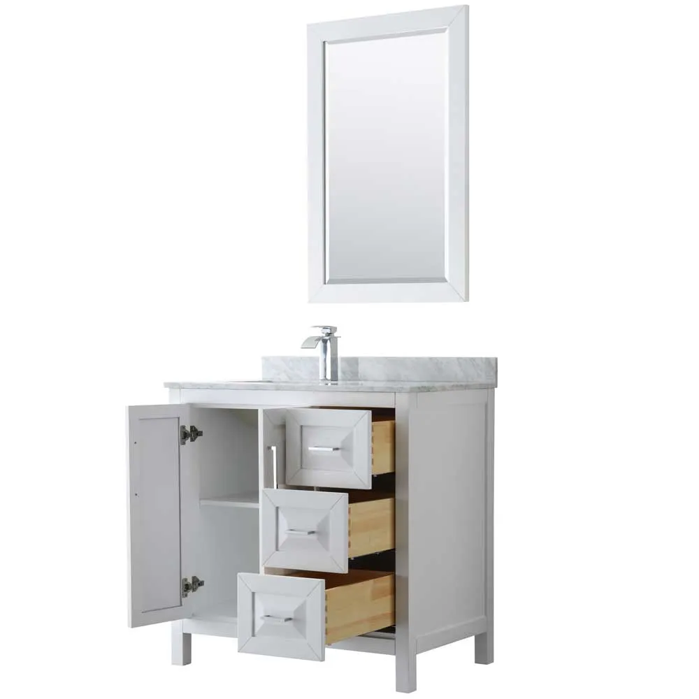 Daria 36 Inch Single Bathroom Vanity in White - Polished Chrome Trim