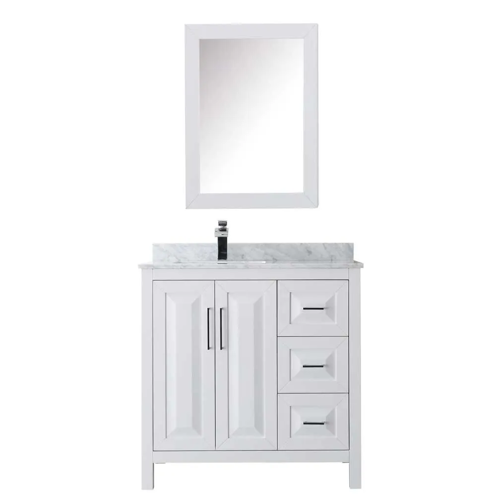 Daria 36 Inch Single Bathroom Vanity in White - Polished Chrome Trim