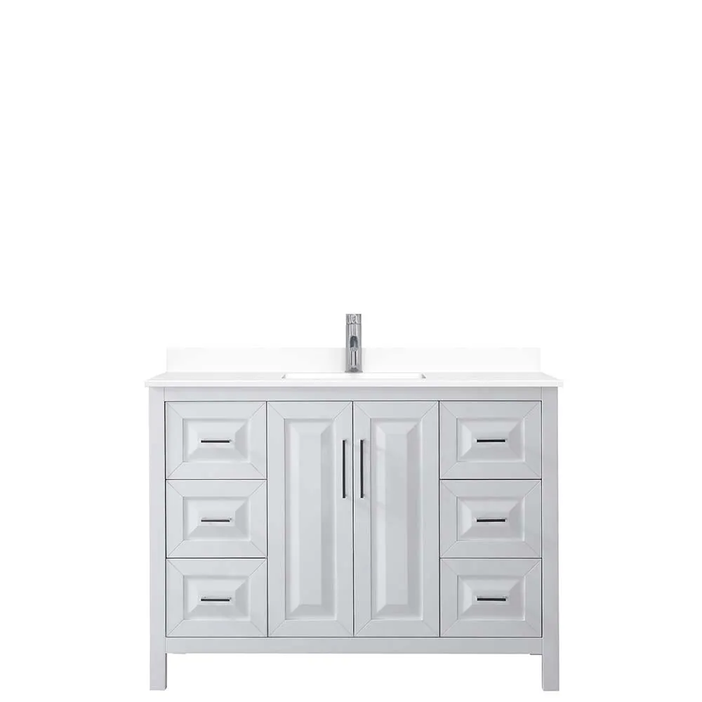 Daria 48 Inch Single Bathroom Vanity in White - Polished Chrome Trim