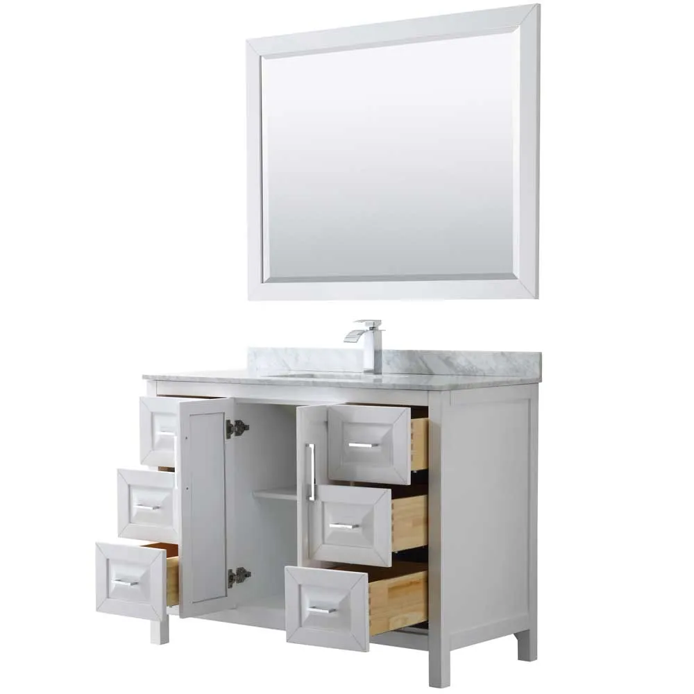 Daria 48 Inch Single Bathroom Vanity in White - Polished Chrome Trim