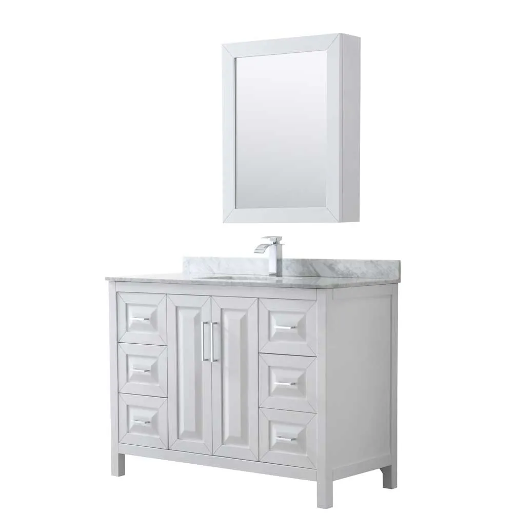 Daria 48 Inch Single Bathroom Vanity in White - Polished Chrome Trim