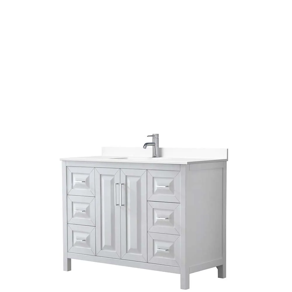 Daria 48 Inch Single Bathroom Vanity in White - Polished Chrome Trim
