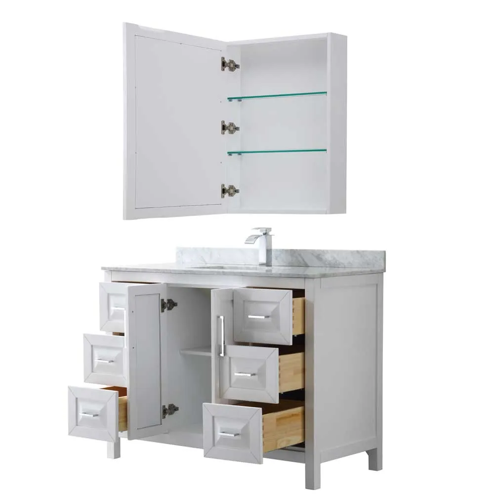 Daria 48 Inch Single Bathroom Vanity in White - Polished Chrome Trim