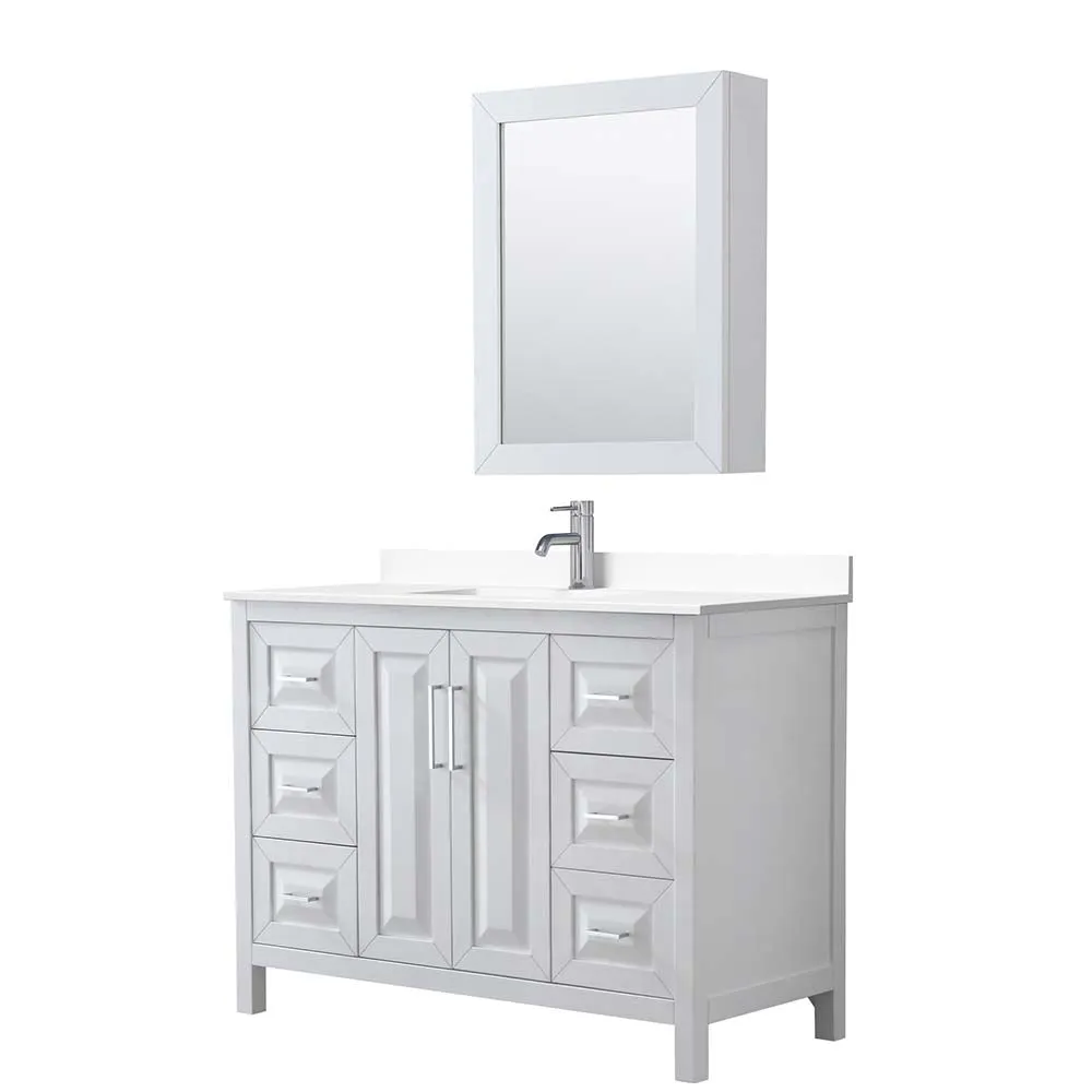 Daria 48 Inch Single Bathroom Vanity in White - Polished Chrome Trim