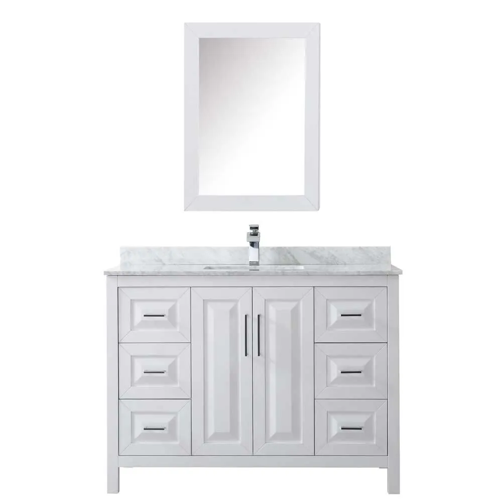 Daria 48 Inch Single Bathroom Vanity in White - Polished Chrome Trim
