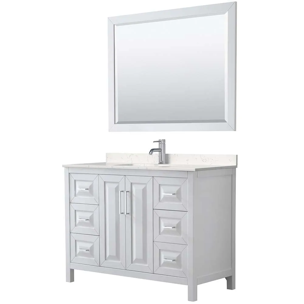 Daria 48 Inch Single Bathroom Vanity in White - Polished Chrome Trim