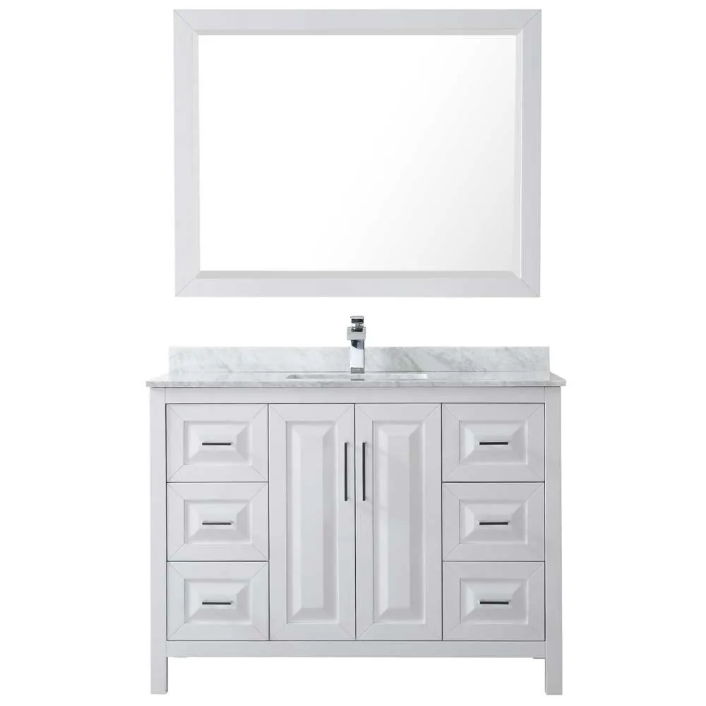 Daria 48 Inch Single Bathroom Vanity in White - Polished Chrome Trim