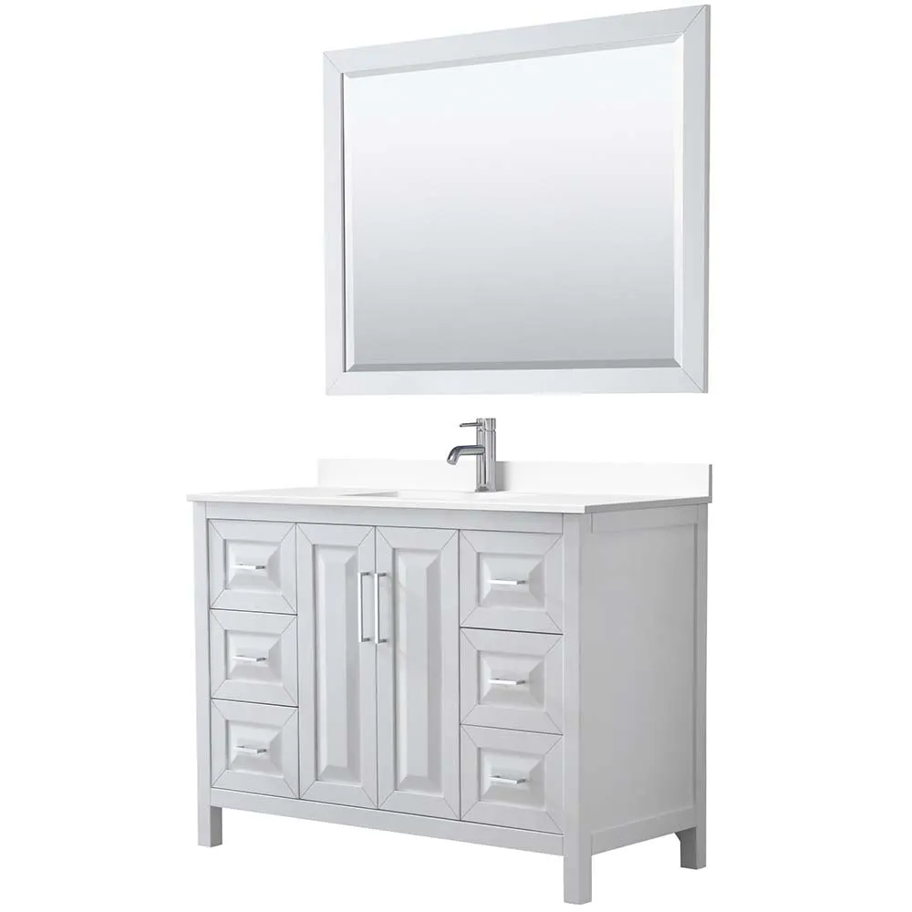Daria 48 Inch Single Bathroom Vanity in White - Polished Chrome Trim