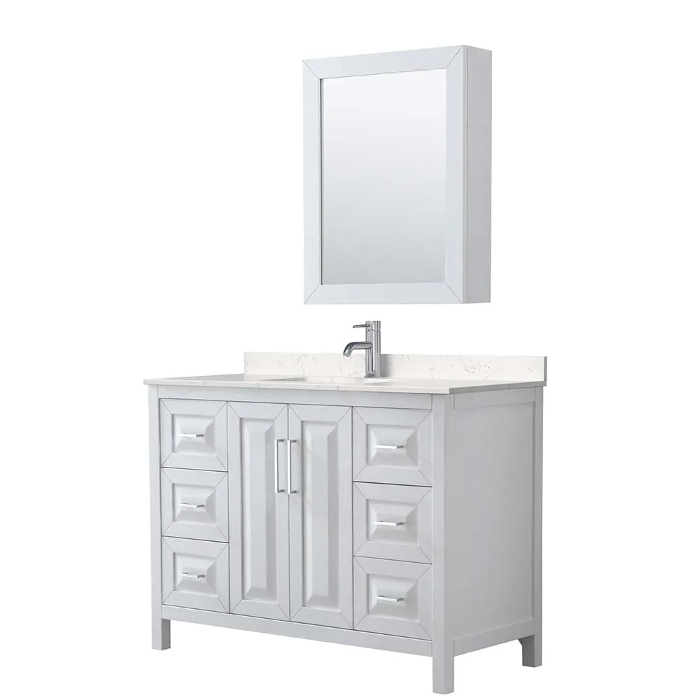 Daria 48 Inch Single Bathroom Vanity in White - Polished Chrome Trim