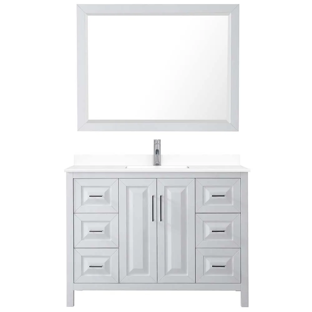 Daria 48 Inch Single Bathroom Vanity in White - Polished Chrome Trim