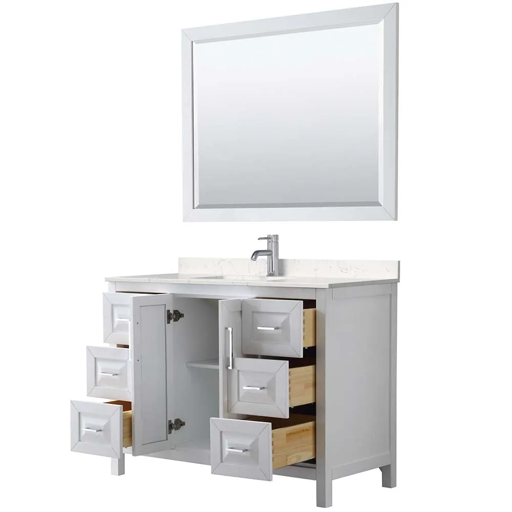 Daria 48 Inch Single Bathroom Vanity in White - Polished Chrome Trim