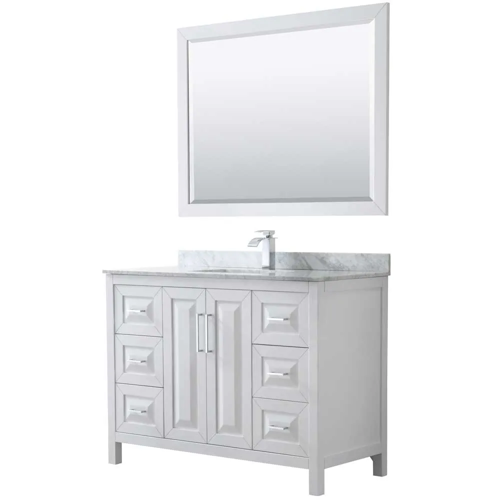 Daria 48 Inch Single Bathroom Vanity in White - Polished Chrome Trim