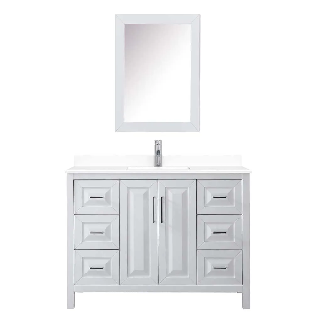 Daria 48 Inch Single Bathroom Vanity in White - Polished Chrome Trim